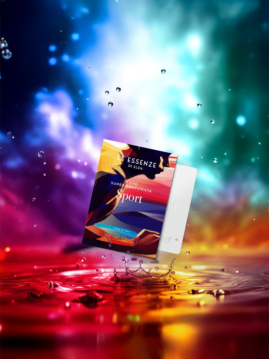 Product packaging with colorful water splash and light effects