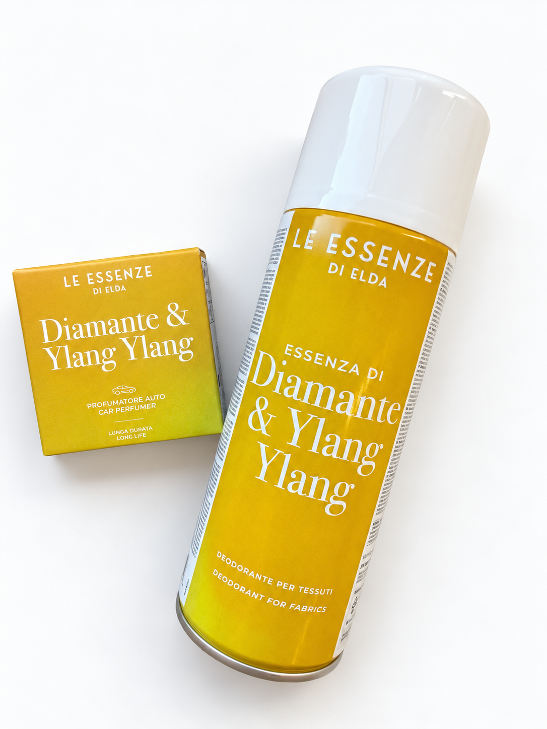 Diamante & Ylang-Ylang sett með textílspreyi 400 ml og bílailmi
