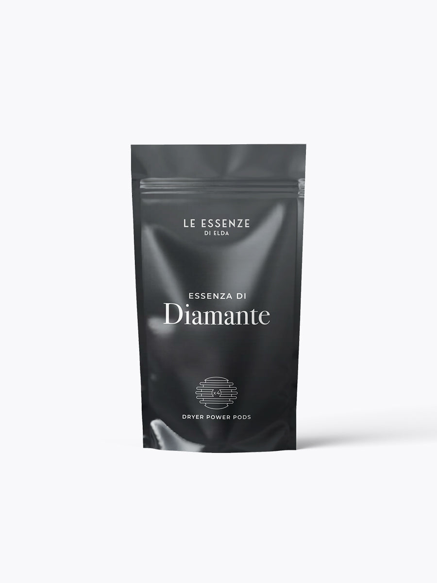 Black packaging of 'Le Essenze Di Elfa' with 'Esenza Di Diamante' on a white background