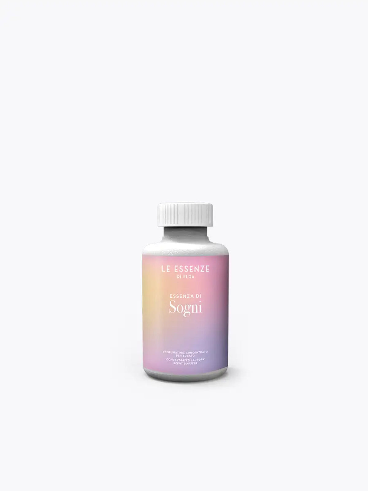 Essenza di Sogni laundry perfumer 100ml bottle in soft pink and violet pastel colours on white background