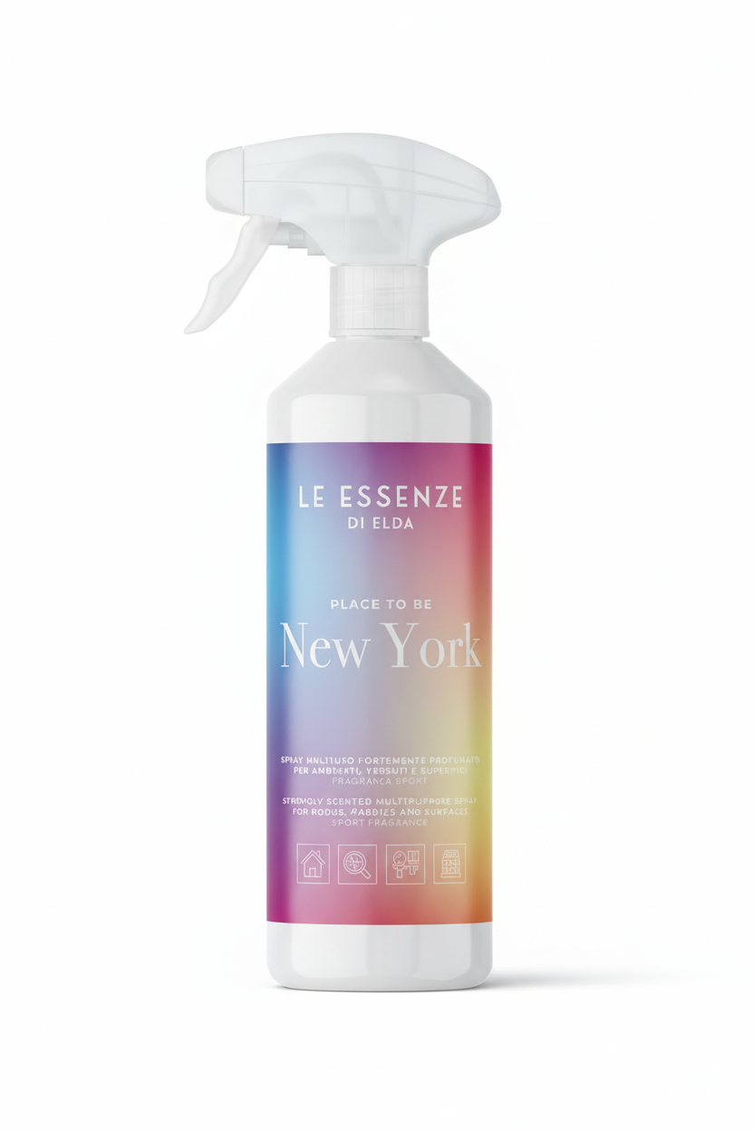 Spray bottle with colorful label on a white background
