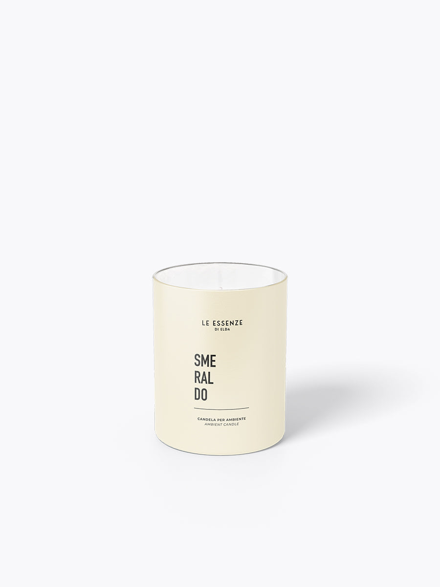 Candle with a label on a white background