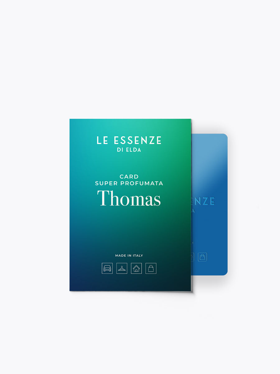 Green and blue packaging with 'Le Essenze di Elda' branding on a white background