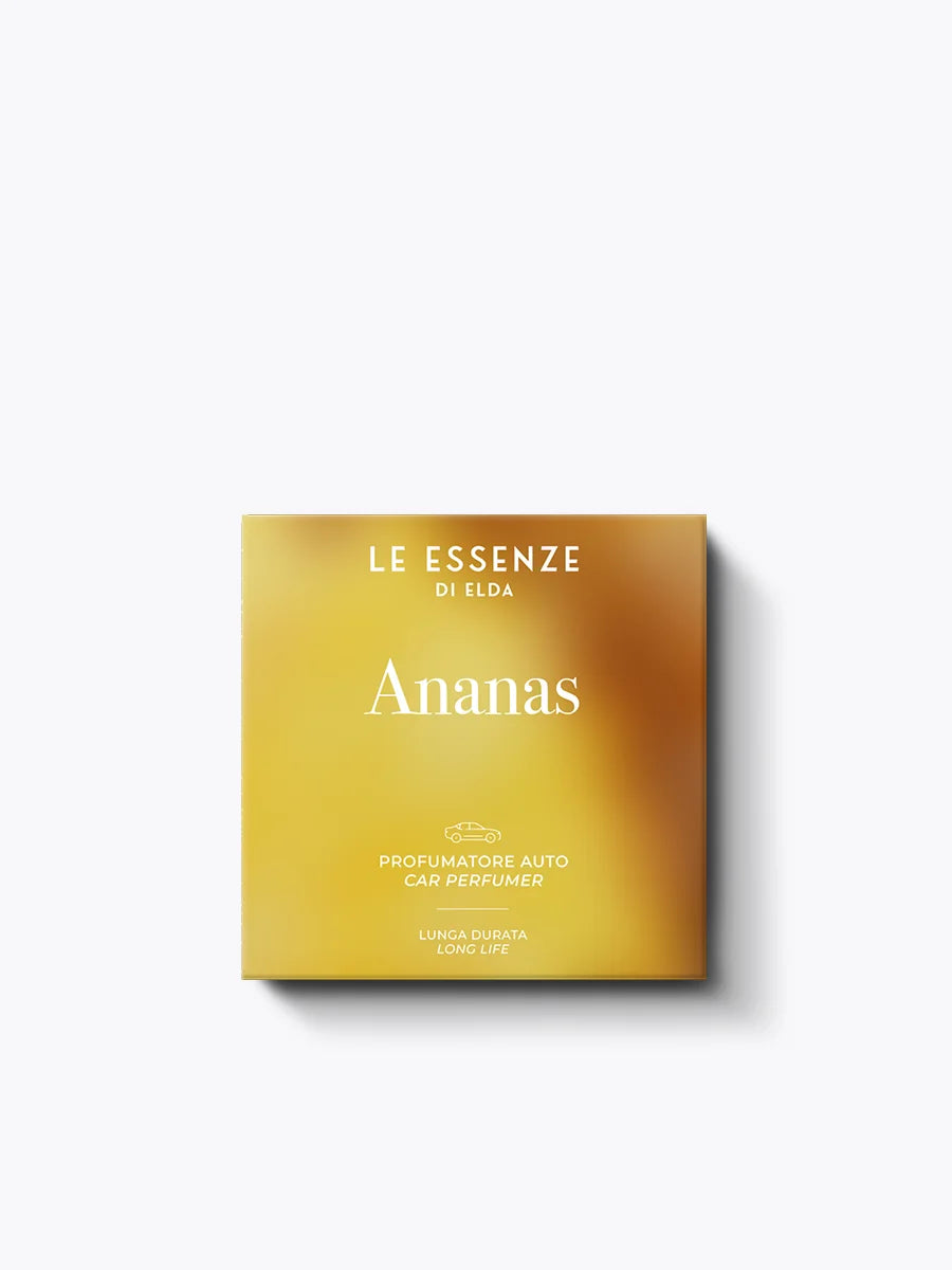 Yellow packaging of 'Le Essenze di Elda' with 'Ananas' text on a white background