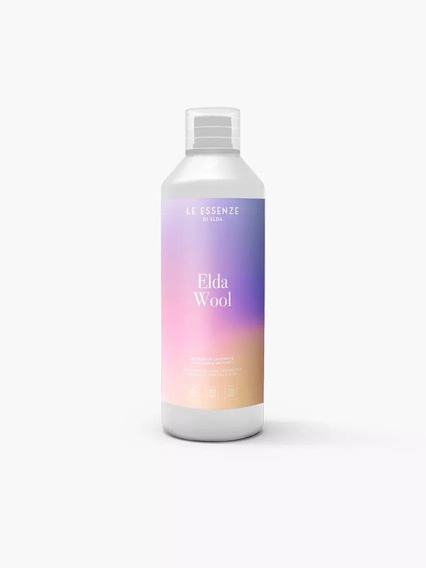 Elda Wool þvottaefni – 1L flaska í bleikum og fjólubláum pastellitum | Scento Verslun
