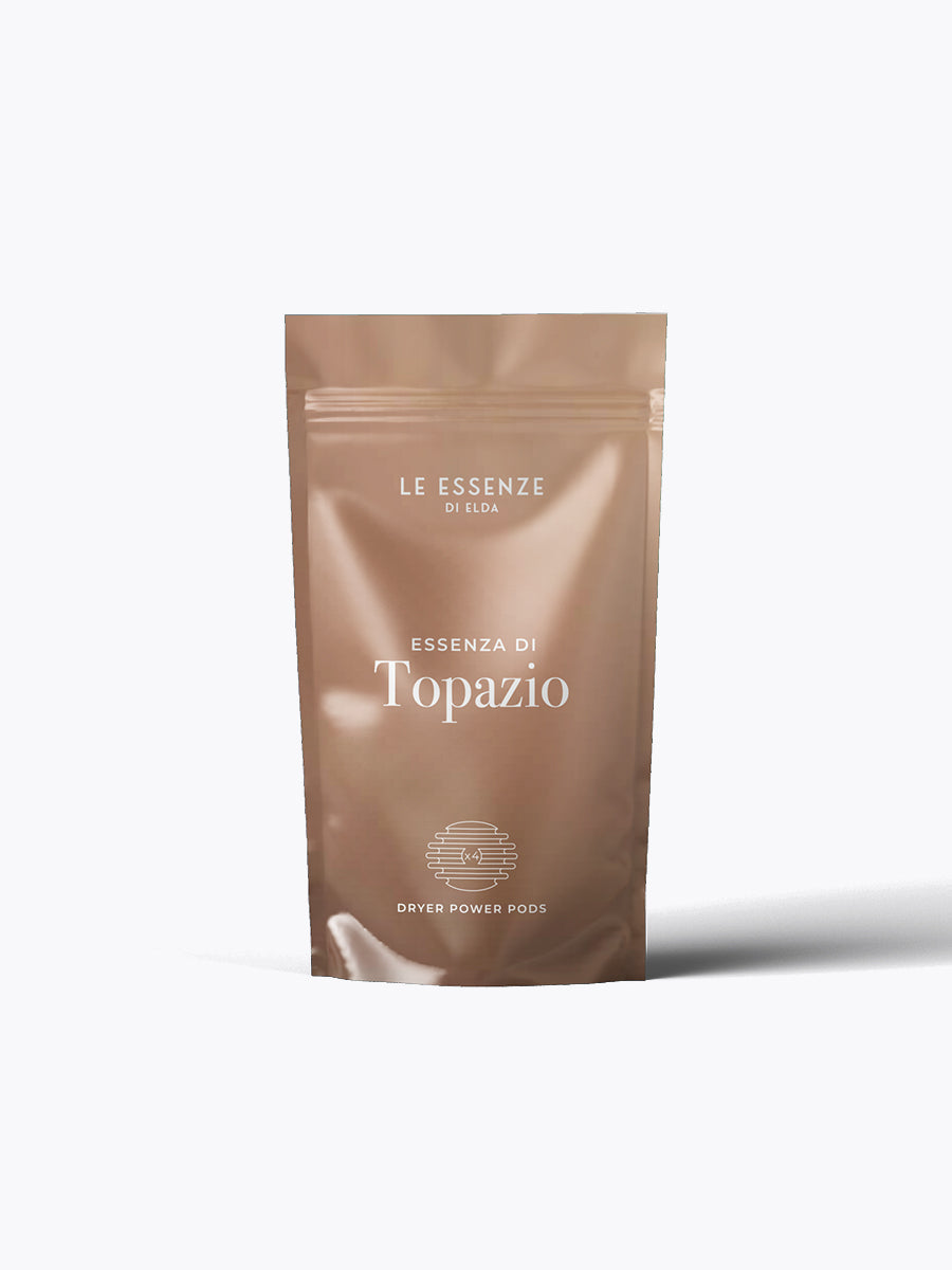 Brown package of 'Esenza di Topazio' on a white background