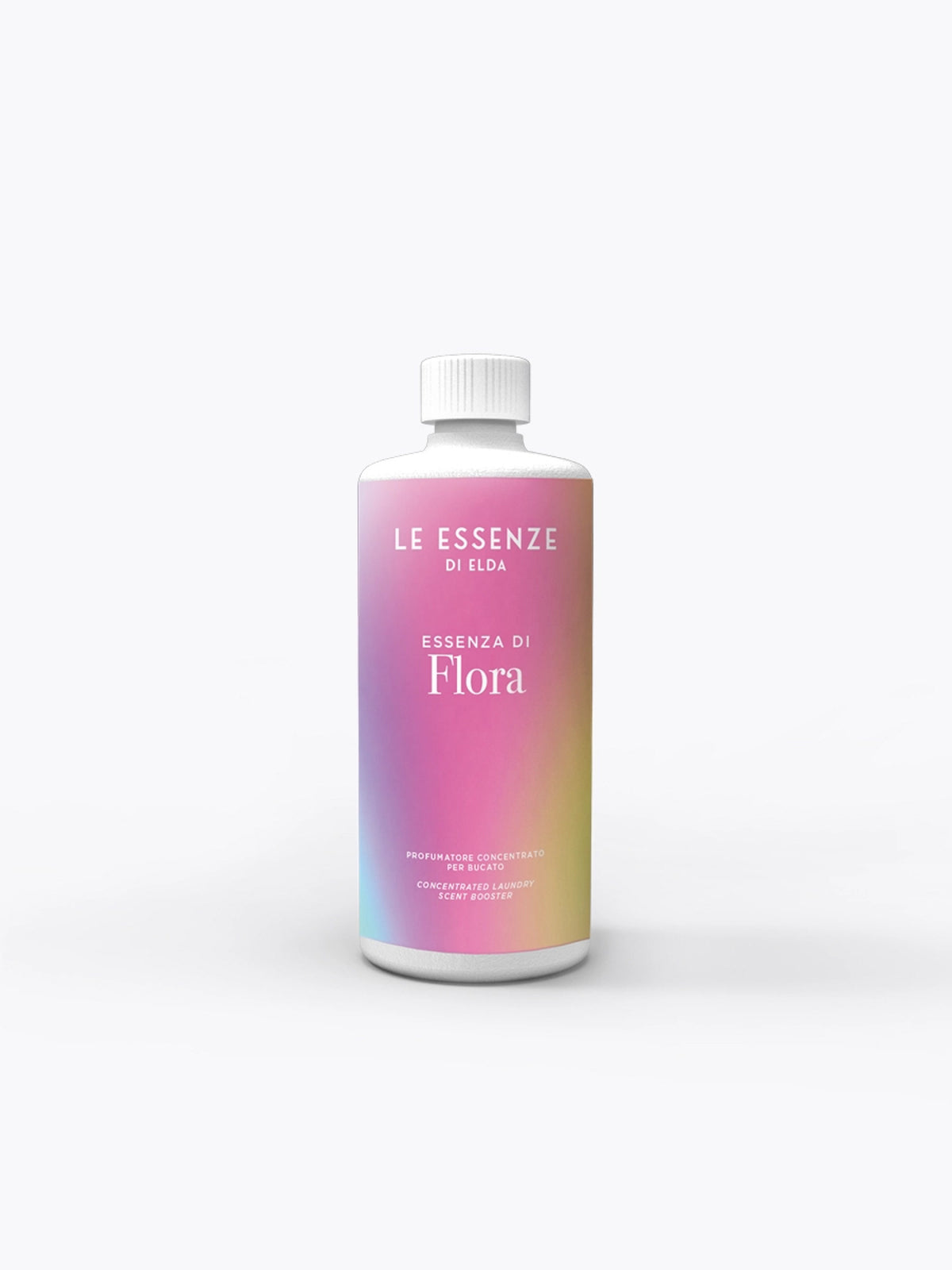 Essenza di Flora þvottailmur í 500ml flösku með bleikum litaskiptum miða og hvítum tappa á hvítum bakgrunni.