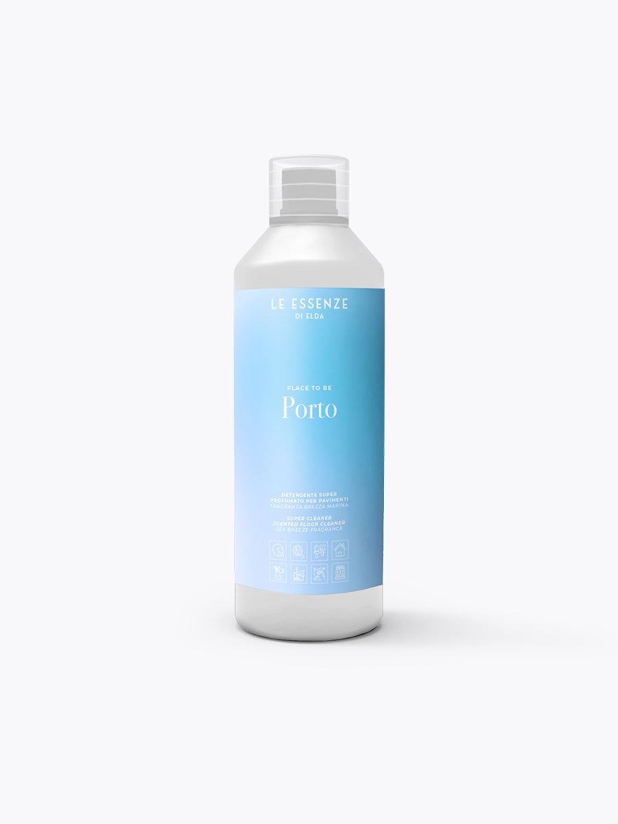 Bottle of  Porto floor detergent on a white background