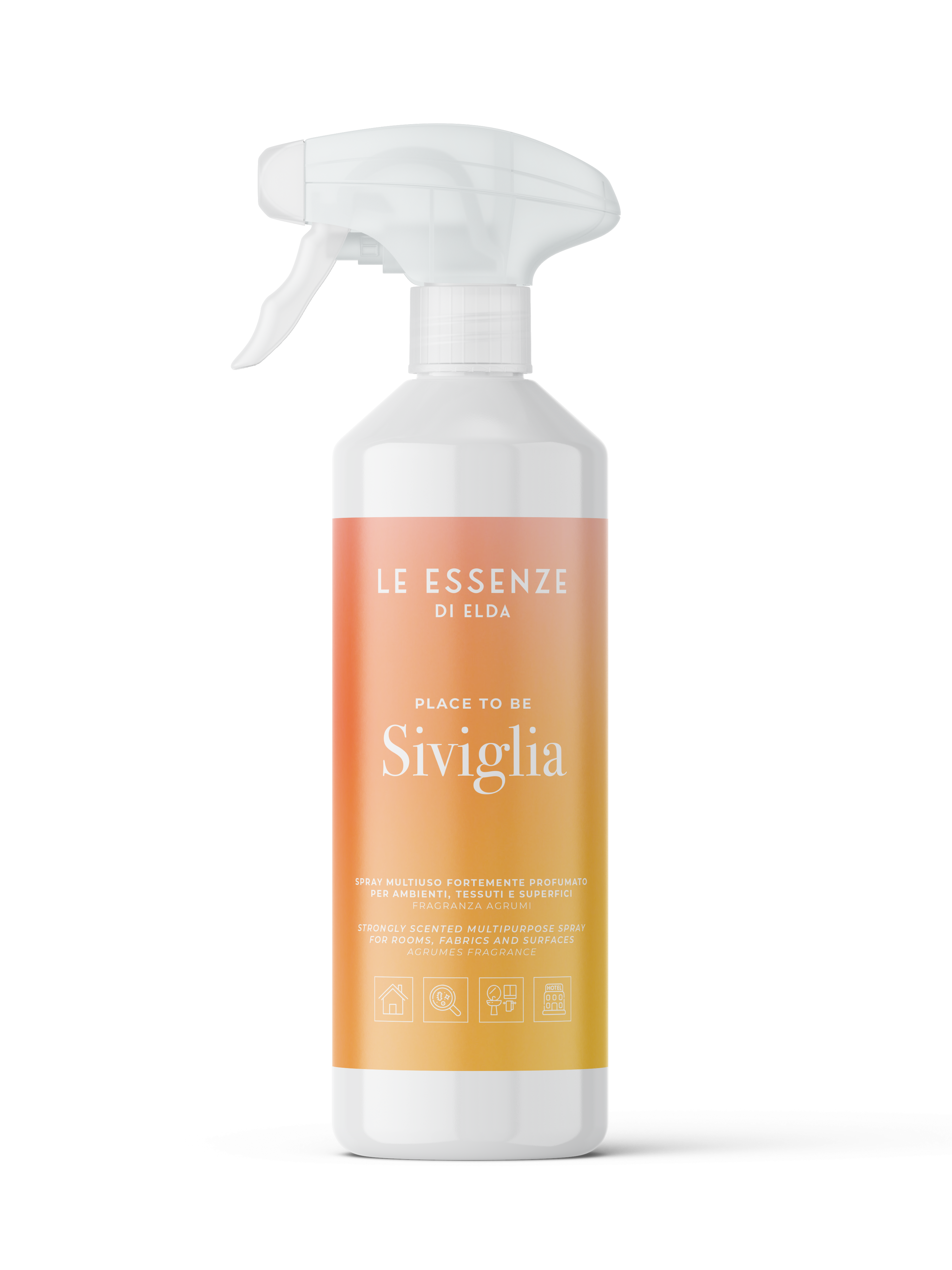 Spray bottle with orange label on a white background