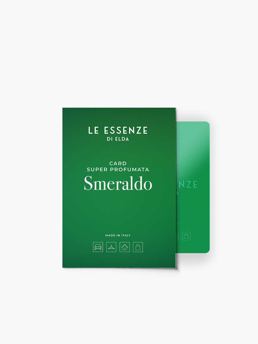 Green packaging of 'Le Essenze di Elda' with 'Smeraldo' on a white background